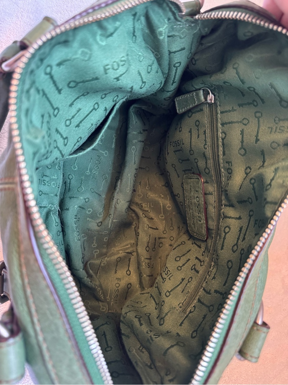 Fossil Green Maddox Leather Satchel with Buckle Accents - Picture 5 of 6